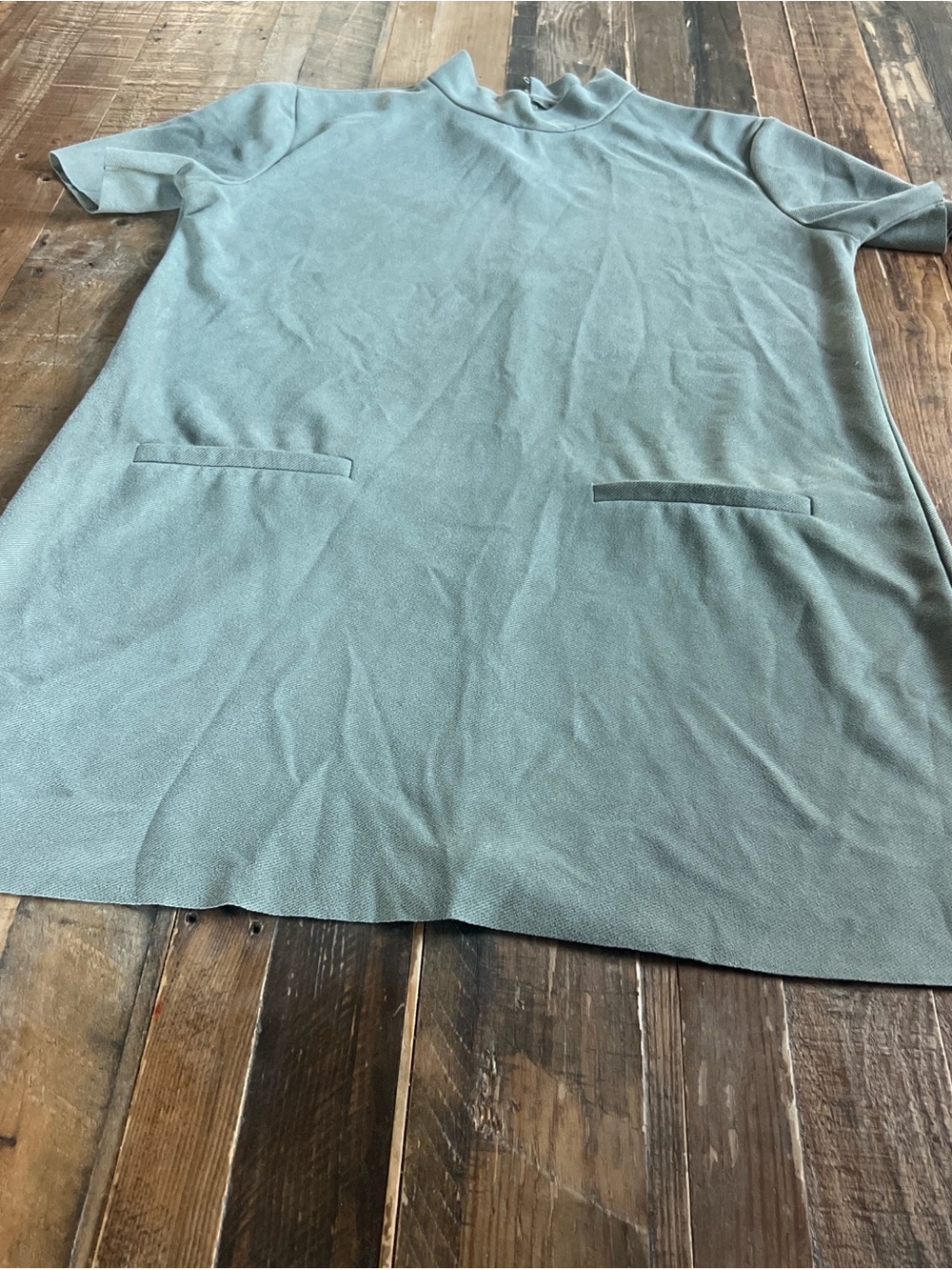 Zara Short Sleeve Mock Neck Tunic in Sage Green dress